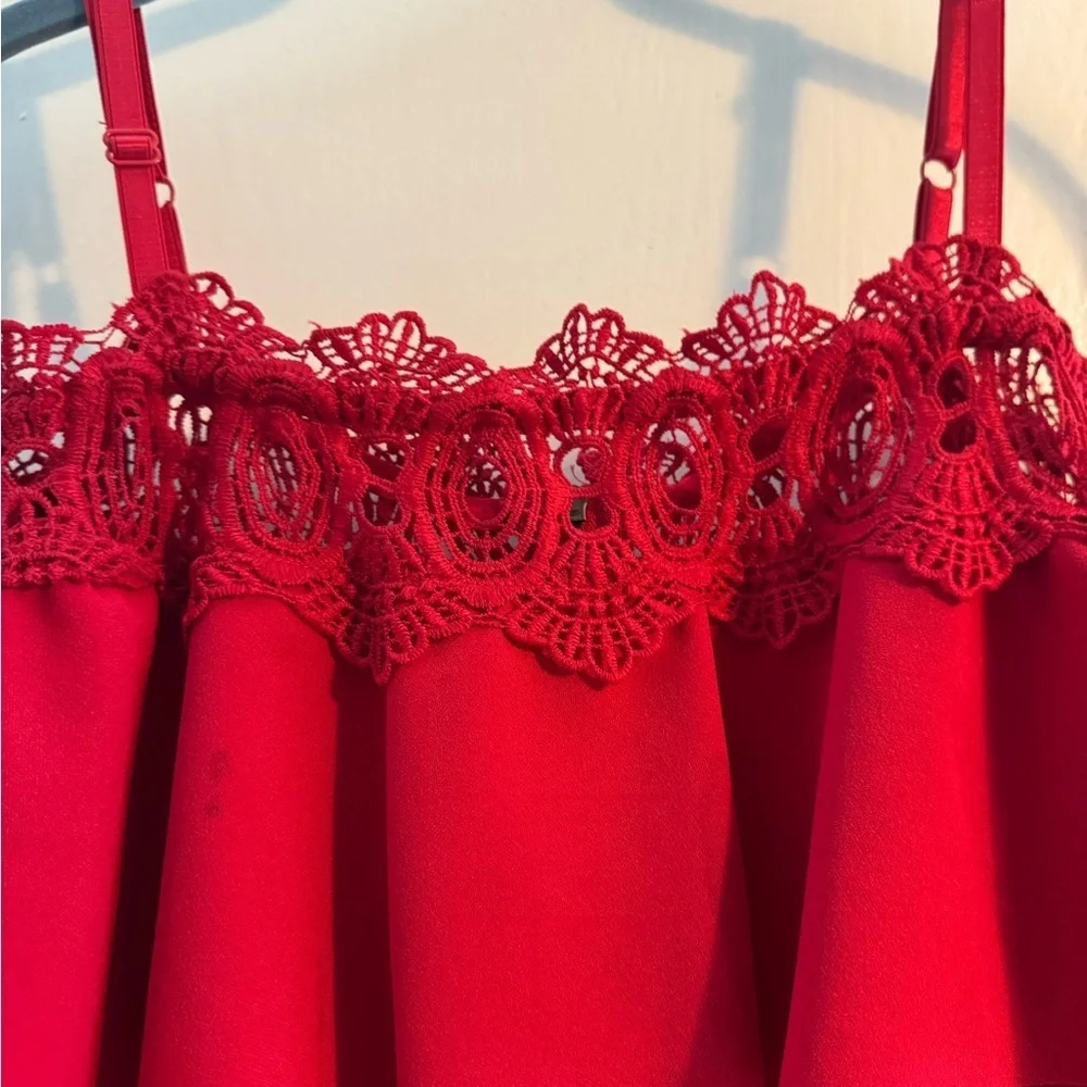 BCX Red Ruffled Peplum Cocktail Dress